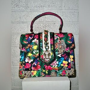 NWOT Aldo VibrantFloral Multicolor Handbag with Animal Print